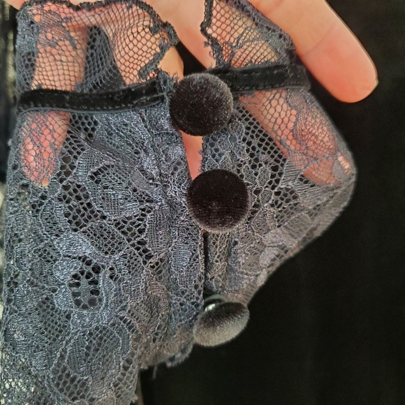 Free People Midnight Hour Black Lace Velvet Mini Dress Size S - Picture 9 of 9